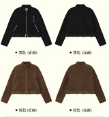 Suede stand-collar short leather jacket outerwear