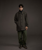 BALMACAAN HERRINGBONE WOOL CASHMERE HALF COAT BLACK