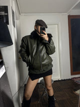 Raccoon fur leather JK [3color]