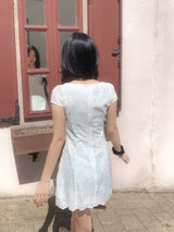 More Ribbon Eyelet Lace White Mini Dress 