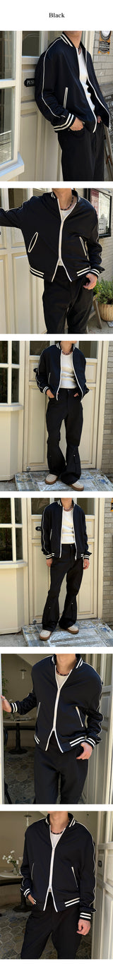 [UNISEX] Piping crop 2way blouson (2color)