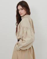 HEART PRINT VOLUME SHIRT [BEIGE]