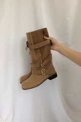 Loose Fit Buckle Boots