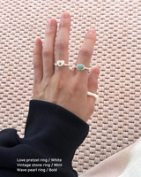 Wave Pearl Ring SET (2 piece)