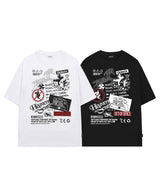 マルチコラージュグラフィックオーバーフィットTシャツ - ホワイト