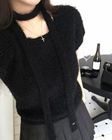 [ORIGINAL] HOLLY TIE SHORT-SLEEVE KNITTED SET