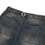 Vintage emblem denim pants / Muddy blue