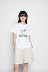 25SS ストライプセットアップルーズフィットショートパンツ アイボリー