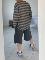 Nylon wide banding half pants 2C