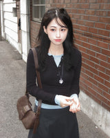 [wool30%]マーティー ボタン ロングスリーブ Tシャツ