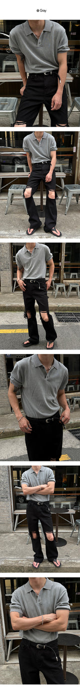 [S/S] ピグメントカラハーフニットTシャツ(5color)