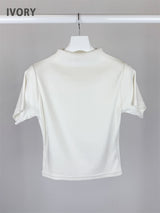 リブハーフネックTシャツ (4C)