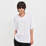 オーバーサイズドシルケットスクープネックTシャツホワイト