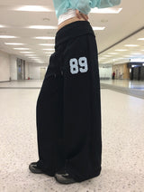 Pinbo Lettering Folding Wide Banding Sweatpants