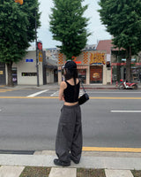 (Unisex) ボタンナイロンパンツ