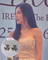 [Aespa Winter, Red Velvet Irene Piercing] Heart Crystal and Ribbon Piercing - Silver