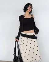 V-neck Knit Sleeveless Cardigan Set