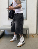 No.0769 washing wide 7 denim SHORTS