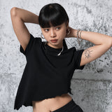 Cutting Cropped T-shirt (BLACK)