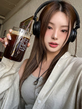 ペイリブボタンスクエアネックノースリーブ (with cup)
