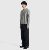 ワッフルクロップヘンリーネックTシャツ メランジ