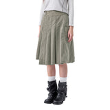 Layered Pocket Pleated Wrap Skirt - ASH BROWN