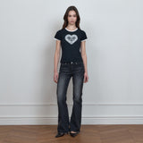C DIAGONAL SEAM BOOTS-CUT DENIM PANTS_BLACK