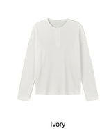 Tove Waffle Henley Neck Long Sleeve Tee