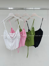 Boleum shirring bustier cropped sleeveless