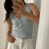 Raymon Basic V-Neck Wrap Sleeveless Top 4 Colors