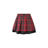 Layered Check Skirt (Red)