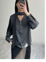 Satin Tie V-Neck Blouse