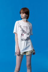 COLLECTION UNBALANCE CUTTING LOOSE FIT T-SHIRT [WHITE]