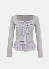 Jane Frill Top & Cardigan Set