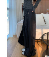 クローズピンタックラップツーボタンハイウエストロングワイドパンツ