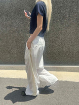 Contrast nylon wide pants(2color)