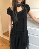 ビュキレーススクエアネックスリムショートスリーブTシャツ