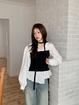 #BYレイヤードビスチェ＆シャツ+ストラップセット (2color)