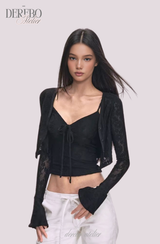 White Daisy flare cardigan two-piece(SET)