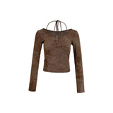 Greek Button Halter-neck T-Shirt