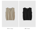 Rear V-neck Sleeveless Knit / 3 colors