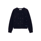 Wool 100% Flower Cardigan_Navy