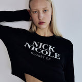 CASHMERE NICOLE LOGO CROP JACQUARD KNIT_NAVY