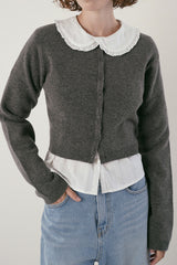 Basic round cardigan_charcoal