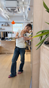 POCKET LOWRISE SLIM STRAIGHT DENIM PANTS