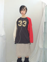 Number-printed color long sleeve