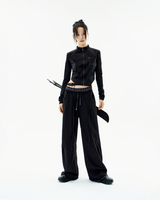 Double-Waisted Jersey Pants / Black