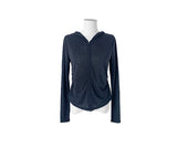 Huo Fake Layered Shirring Hood Zip-Up