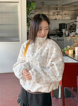 フィオラ ブラッシュド プリント フリース ジップアップ ジャンパー