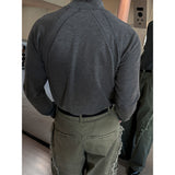 [MUSCLE FIT] Curved line half pola sleeves(3color)